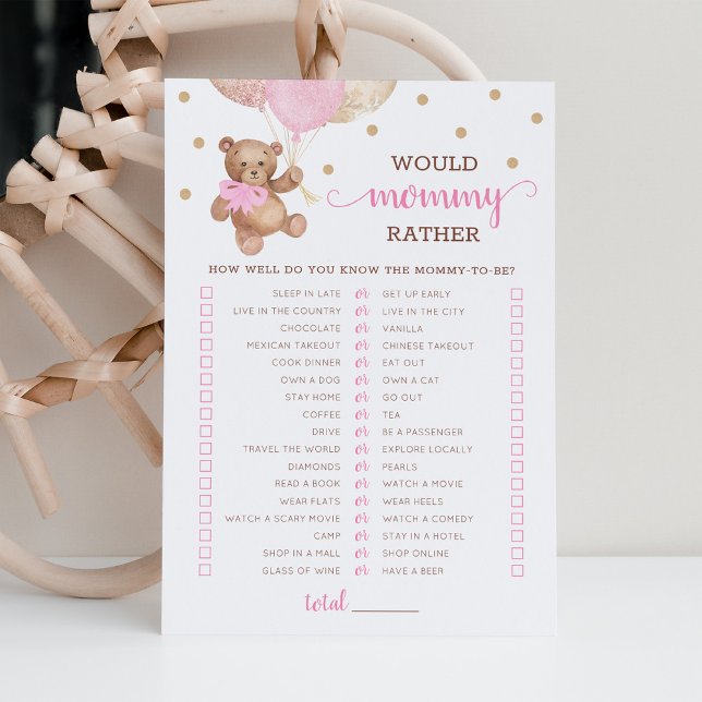 Would Mommy Rather Game Baby Shower Party Card (Creator Uploaded)