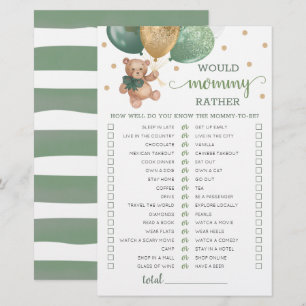 Would Mommy Rather Game Baby Shower Teddy Bear