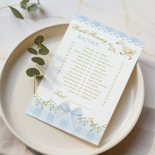 Would Mommy Rather Goose Blue Baby shower game