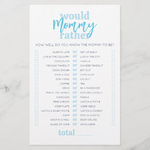 Would Mommy Rather Light Blue Baby Shower Game