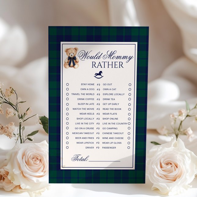 Would Mommy Rather Teddy Bear Navy Plaid game (Creator Uploaded)