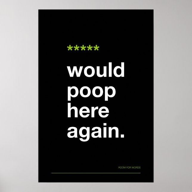 WOULD POOP HERE AGAIN – Funny Bathroom Poster (Front)