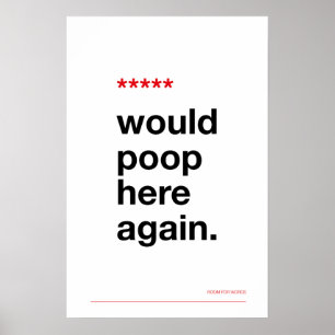 WOULD POOP HERE AGAIN – Funny Bathroom Poster