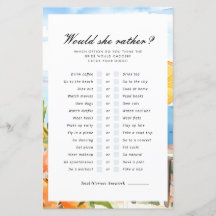 Would She Rather Aperol Spritz Bridal Shower Game