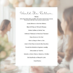 Would She Rather Baby Shower Game Letterhead