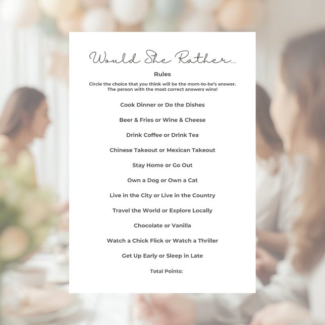 Would She Rather Baby Shower Game Letterhead (Creator Uploaded)