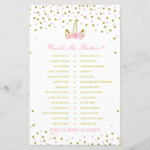 Would She Rather Baby Shower Game PRINTED