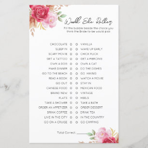 Would She Rather- Bridal Shower Game