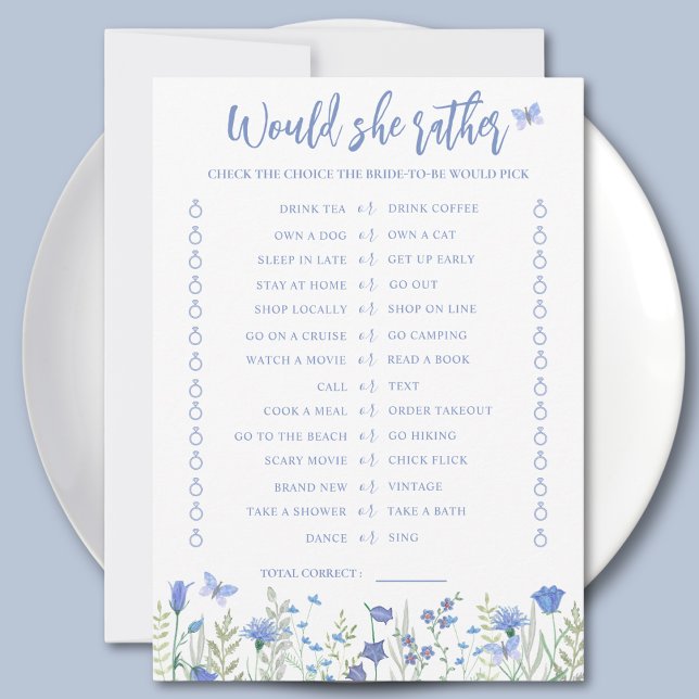 Would She Rather Bridal Shower Game Card (Creator Uploaded)