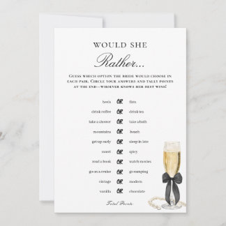 Would She Rather Bridal Shower Game Invitation