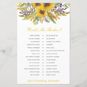 Would She Rather Bridal Shower Game PRINTED