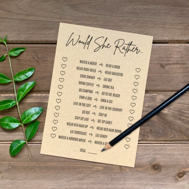 Would She Rather Bridal Shower Game Program (Creator Uploaded)