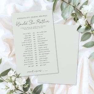 Would She Rather Bride Bridal Shower Game