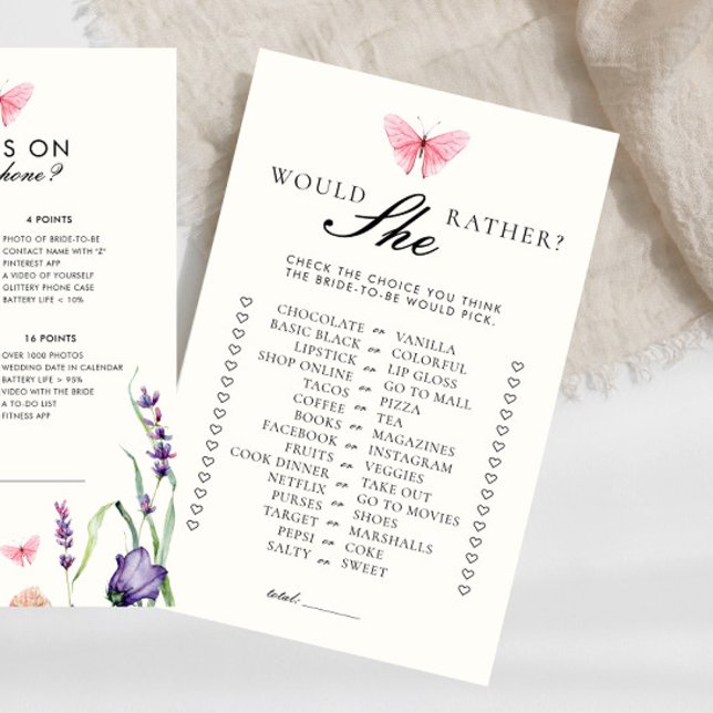 Would She Rather Butterflies Flowers Bridal Shower (Creator Uploaded)