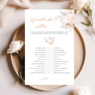 Would She Rather Elegant Rose Bridal Tea Game