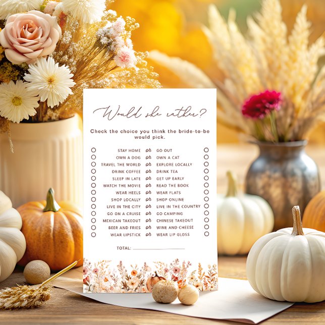 Would She Rather Fall Pumpkin Bridal Shower Game (Creator Uploaded)