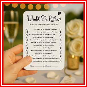 Would She Rather Game Bridal Shower Games Wedding Invitation