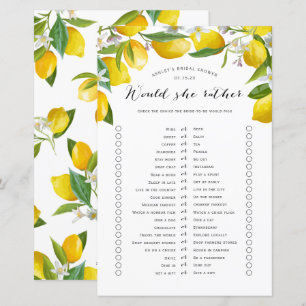 Would she rather, Lemon Bridal shower Games