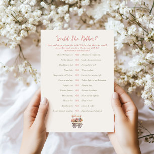 Would She Rather Market Bridal Shower Game Card
