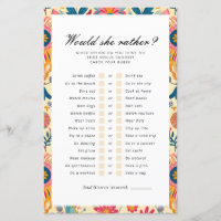 Would She Rather Mexican Floral Bridal Shower Game