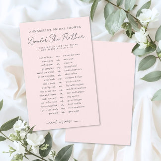 Would She Rather Pink Bride Bridal Shower Game