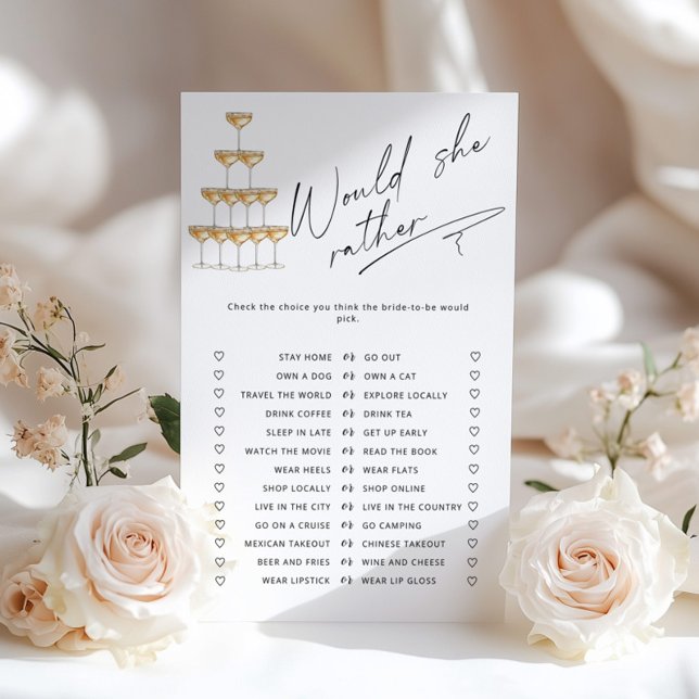 Would she rather Prosecco Bridal shower game (Creator Uploaded)