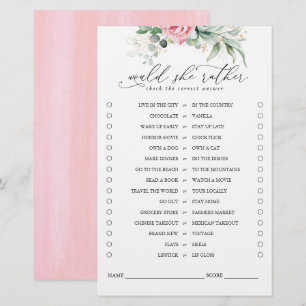 Would She Rather Succulents Greenery Bridal Game