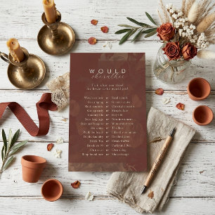 Would She Rather Terracotta Bridal Shower Game