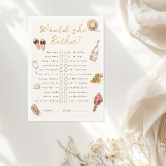 Would She Rather Winery Picnic Bachelorette Enclosure Card
