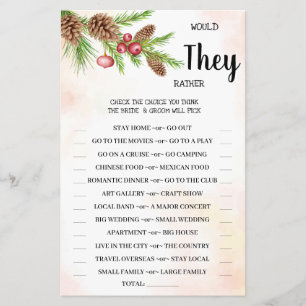 Would They Rather Christmas Shower Game Card