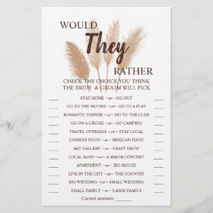Would They Rather Pampas Grass Shower Game Card