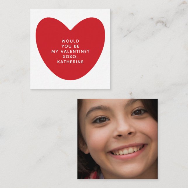 Would you be my Valentine heart photo classroom Card (Front/Back)