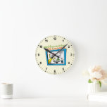Would You Eat Them With A Mouse? Round Clock<br><div class="desc">This officially licensed design features a memorable moment straight from the pages of the beloved Dr. Seuss book, Green Eggs and Ham. The illustration shows the always-persistent Sam-I-Am gesturing toward his famous dish on a table, while a little mouse sits patiently nearby on a tiny stool. The classic rhyming question,...</div>