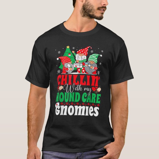 Wound Care Gnomes Funny Wound Care Nurse Christmas T-Shirt (Front)