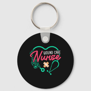 Wound Care Nurse Heart Stethoscope Keychain