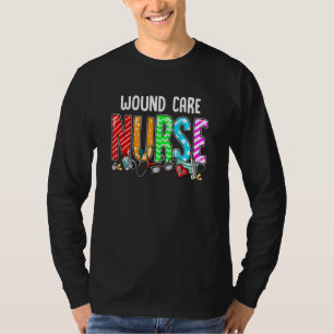 Wound Care Nurse Plaid Red Love Heart Stethoscope T-Shirt
