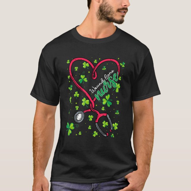 Wound Care Nurse St  Patricks Day Love Stethoscope T-Shirt (Front)
