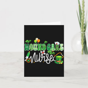 Wound care nurse stethoscope lucky shamrock st card