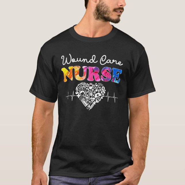 Wound Care Nurse Watercol Love Heart Stethoscope N T-Shirt (Front)