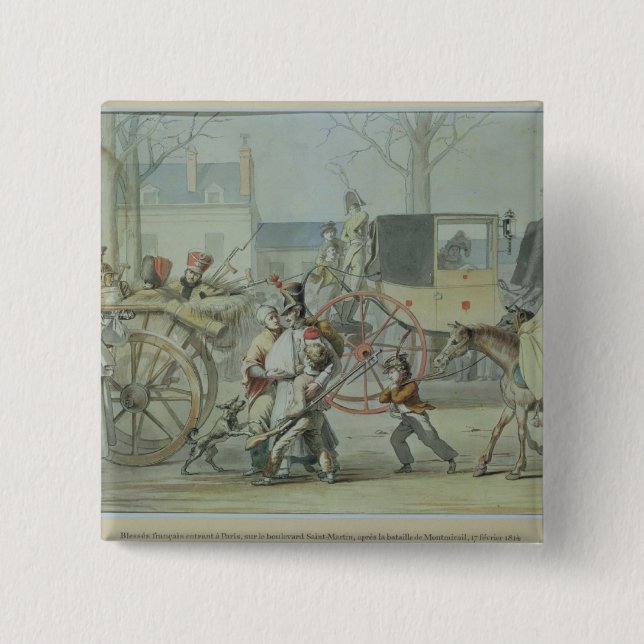 Wounded French Soldiers Entering Paris 2 Inch Square Button (Front)