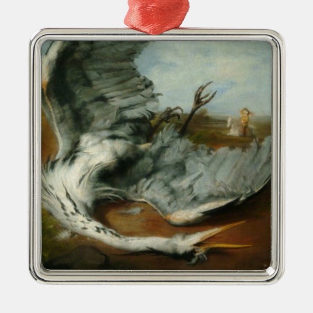 Wounded Heron (by George Frederick Watts) Metal Ornament (Front)