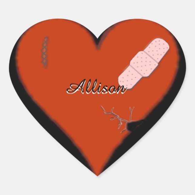 Wounded Tattered Worn Out Heart Design Sticker (Front)