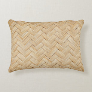 Woven Bamboo Abstract Texture Background. Accent Pillow