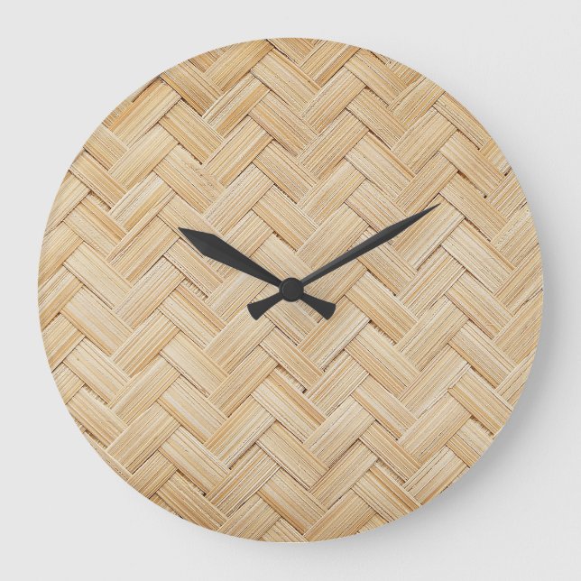Woven Bamboo Abstract Texture Background. Large Clock (Front)