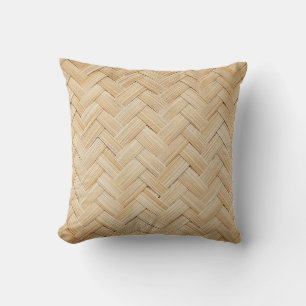 Woven Bamboo Abstract Texture Background. Throw Pillow