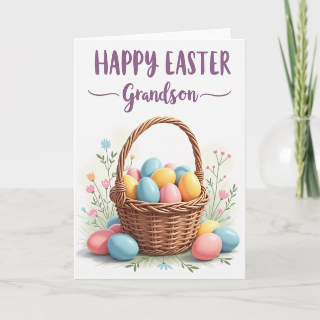 Woven Basket Easter Message Card (Front)