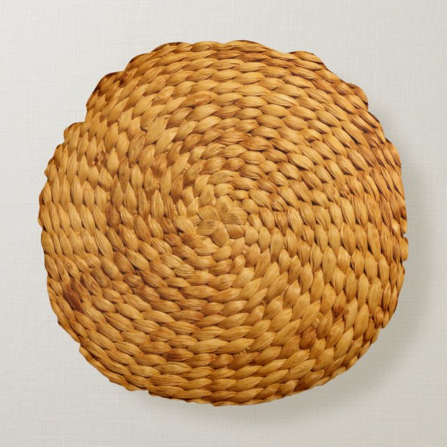 woven bast background texture brown round pillow (Front)