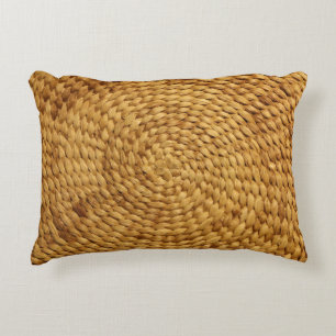 Woven Bast: Textured Brown Authenticity Accent Pillow