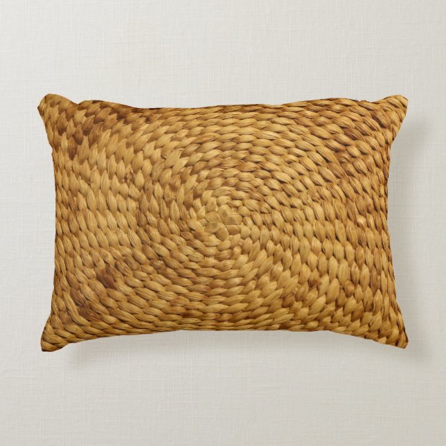Woven Bast: Textured Brown Authenticity Accent Pillow (Front)