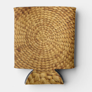 Woven Bast: Textured Brown Authenticity Can Cooler